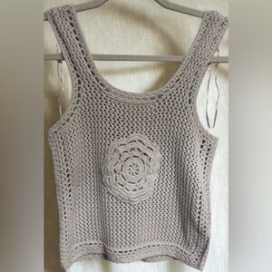 Jessica Simpson Gray Crochet Tank Top